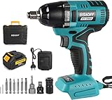 Bsioff Akku Schlagschrauber 18 V 1/2 Zoll Vierkantschlüssel/Akku Drehschlagschrauber Drehmoment: 400 Nm,0-3200rpm(18V,5.0Ah Akku, Ladegerät,Gürtelschnallen in L-BOXX)