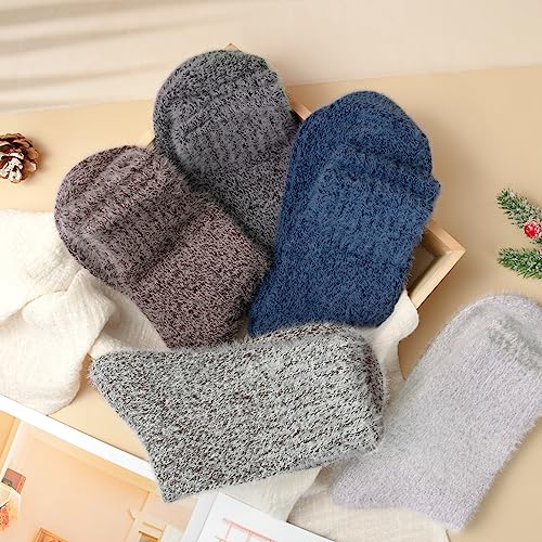 Loritta 5 Pairs Womens Fuzzy Socks Cozy Soft Fluffy Cute Cat Animal Winter Warm Slipper Socks Christmas Stocking Stuffers2