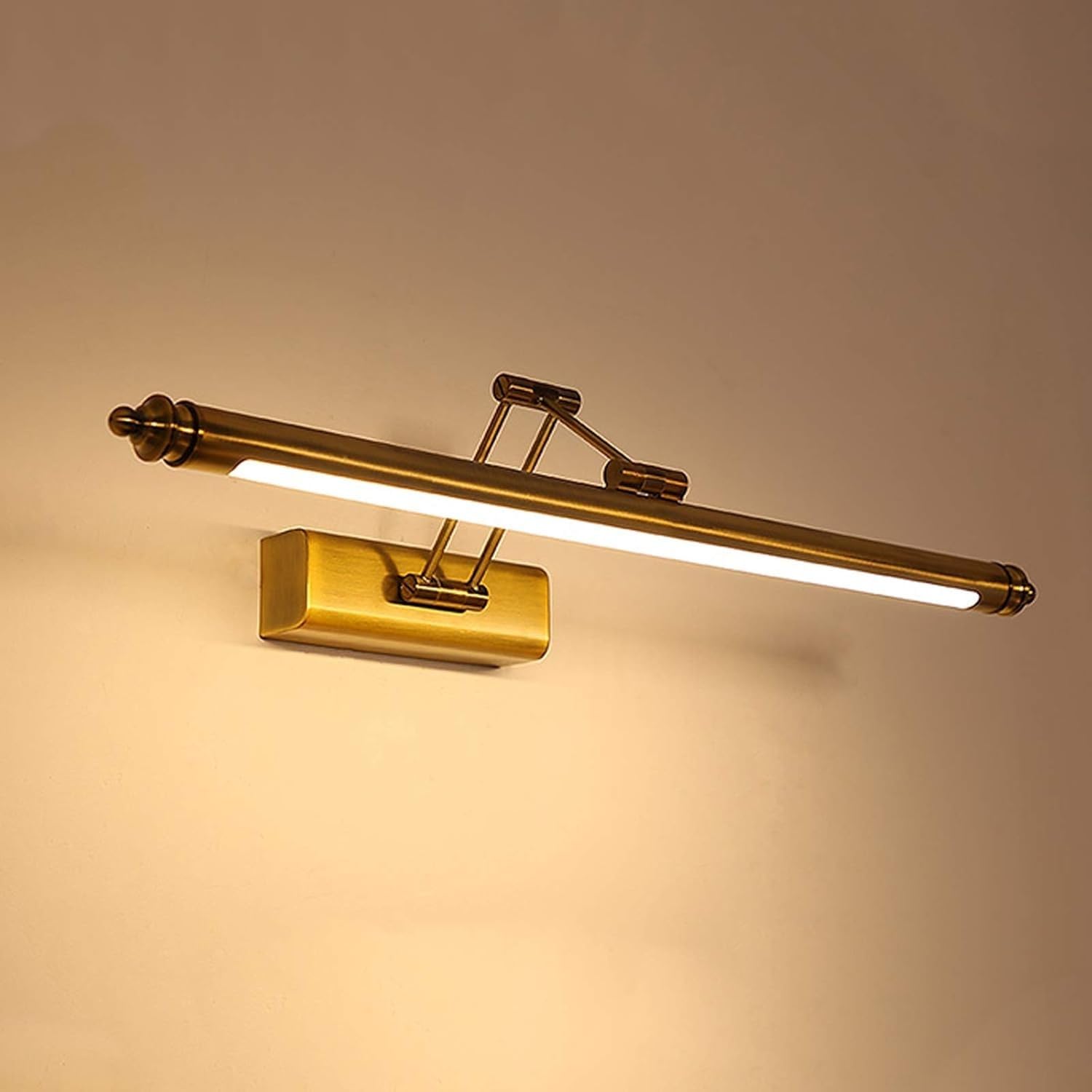 DESLP Bathroom Mirror Front Light Brass, Adjustable LED Over Mirror Lighting Vintage with Stainless Steel Base, 3000K Warm White Waterproof Retro Mirror Cabinet Lights for Toilet Hotel,60cm/12W