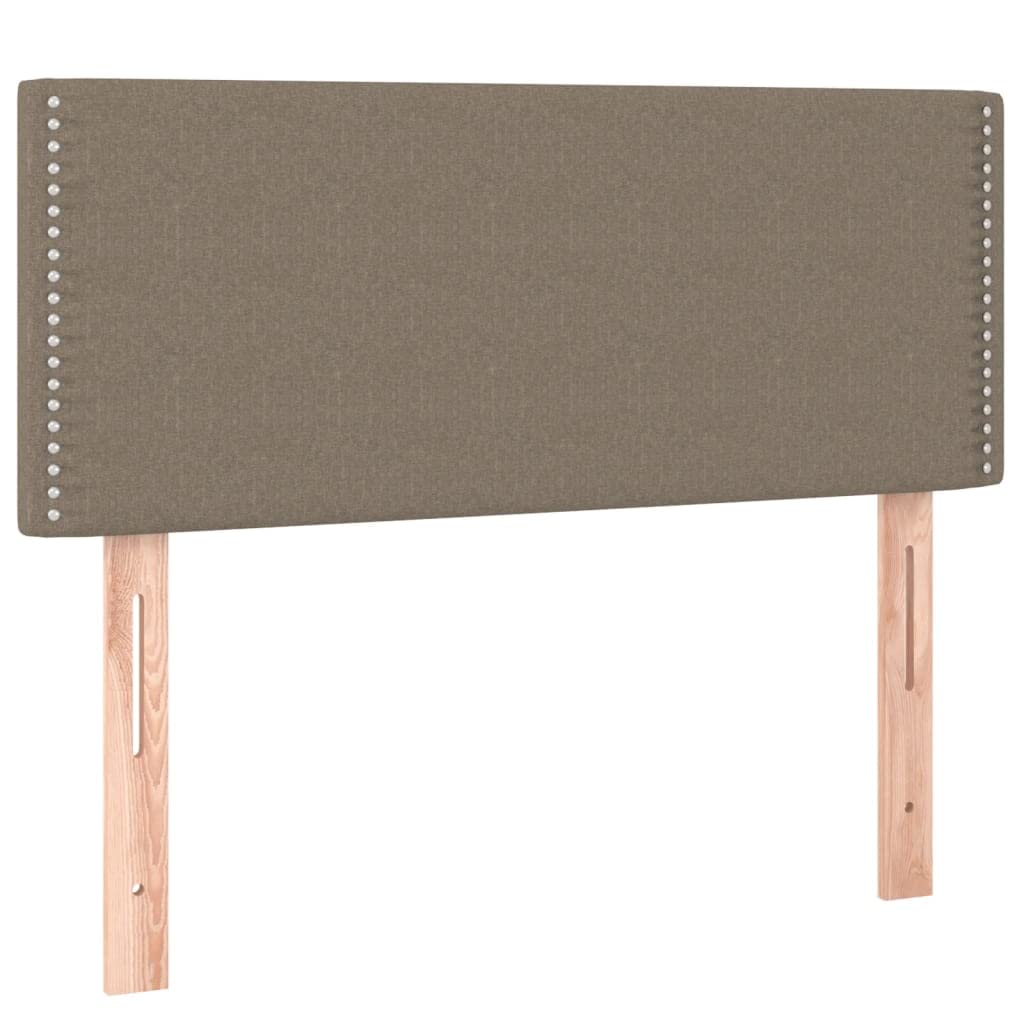 Cama individual con somier, 90 x 190 cm, en color topo con luces LED, cabecero de altura ajustable, colchón de muelles ensacados y cubrecolchón para jóvenes invitados dormitorio