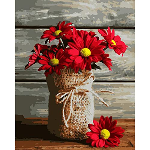 FLOYST Malen nach Zahlen Blumen Kits für Erwachsene Kinder gerahmt handbemalt auf Leinwand Home Wall Art Craft