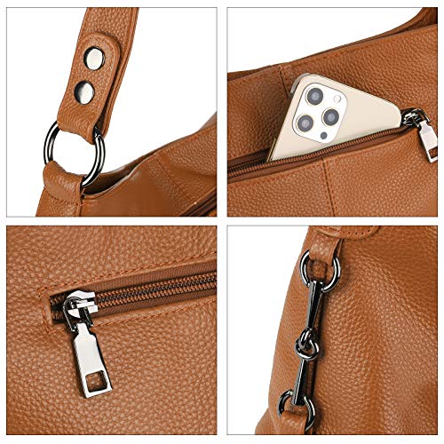Image of YALUXE Women's Real Leather Shoulder Bags Hobo Handbag Purse Crossbody Bag