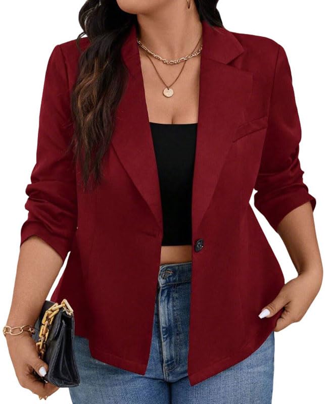 utcoco Women's Business Casual Open Front Blazer Solid Color Stylish & Versatile Office to Night Out Jacket