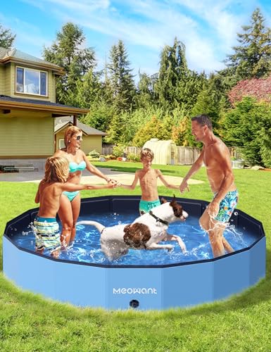 Meowant Hundepool Faltbar, Hundebadewanne, Planschbecken Groß Verdickt PVC, Extra Großer Outdoor-Faltbarer Pool, Tragbare Rutschfestes Hundeplanschbecken, Keine Pumpe Benötigt(200 x 30 cm)