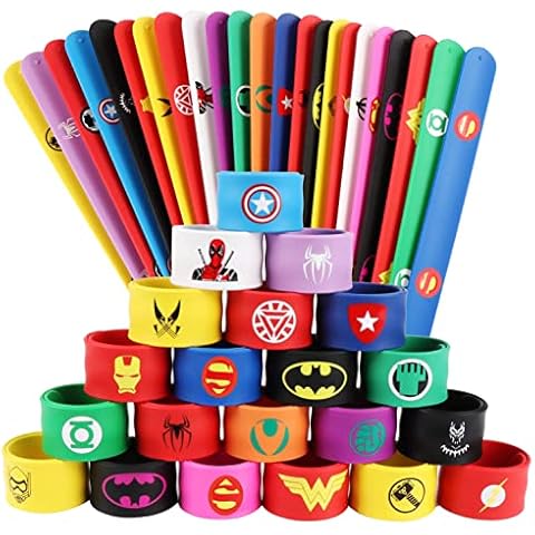 JSMTKJ 23 Piezas Pulseras Slap de Superhéroe Cover
