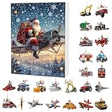 Weihnachtskalender, Countdown, 24 Boxen, Weihnachts-Countdown-Dekoration, Ornament, Weihnachtsmann, Transport-Thema, Fahrzeug-Anhänger für Baum, Zuhause, Urlaub, Haustür
