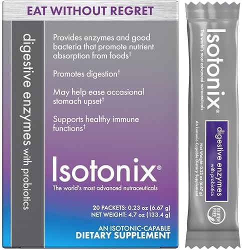 Isotonix Enzimas digestivas con paquetes de probióticos - Complejo multienzimático DigeZyme y Bacillus coagulans - Apoya la digestión y la absorción