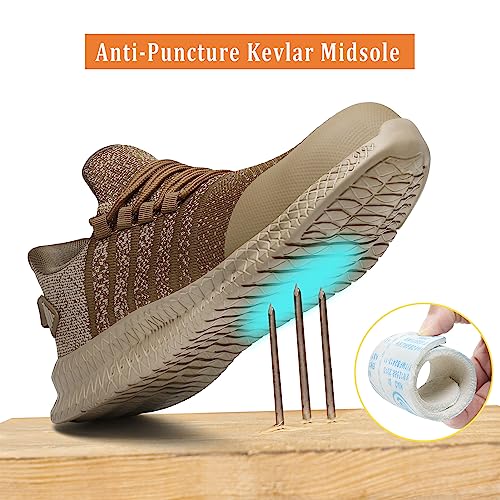 Image of Steel Toe Shoes for Men and Women Comfortable Lightweight Work Safety Shoes Puncture Proof Slip Resistant Indestructible Sneakers Construction Work Utility