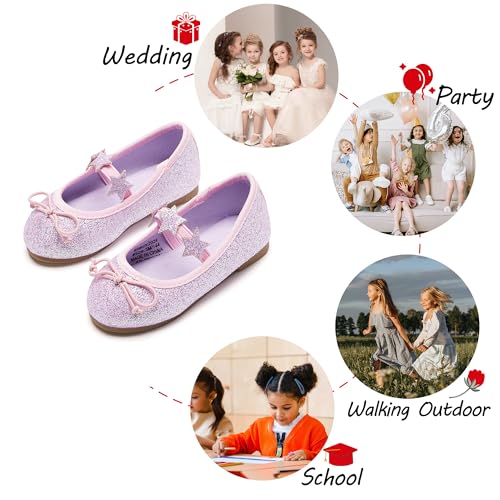 Image of PHIRAMIN Toddler Flower Girl Dress Shoes - Little Girl Mary Janes Flats Wedding