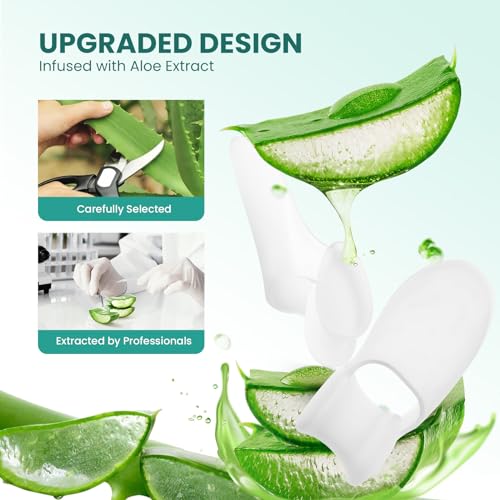 Image of Welnove Bunion Cushion Protector, 8 Pack Aloe Vera Extract Infused Bunion Corrector with Separator, Gel Bunion Shield for Foot Pain Relief, Calluses, Relieve Foot Pain from Friction(White)