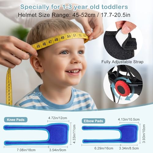 Image of Toddler Helmet and Knee Pads Set for 1-3 Years Old, Kids Bike Helmets with Toddler Knee Pads and Elbow Pads Set, Adjustable Baby Helmet for Balance Bike, Scooter, Tricycle, Bicycle