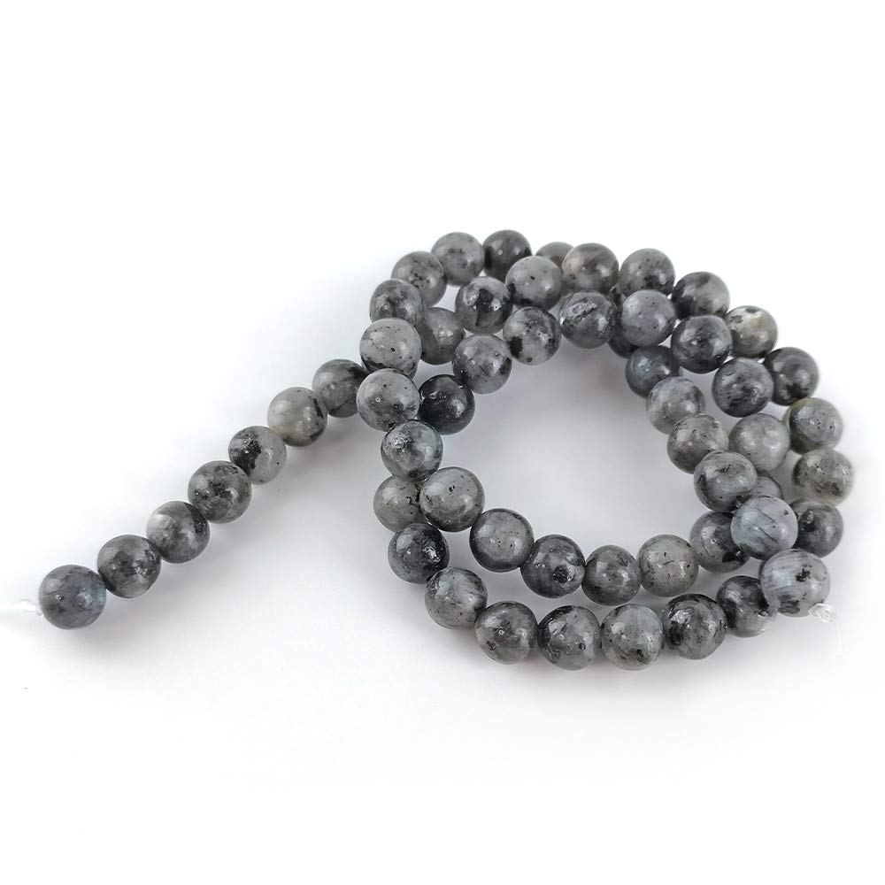 Black/Grey Larvikite Beads Plain Round 6mm Strand of 58+