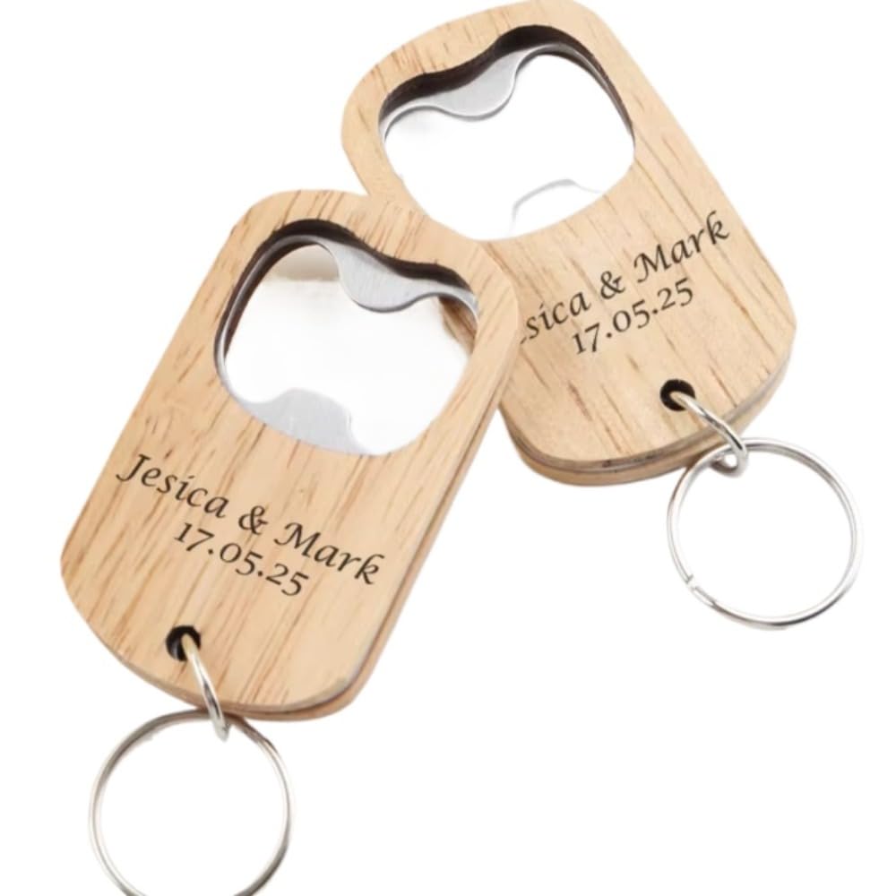 Décapsuleur en bois personnalisé : lot de 20 cadeaux d'invités pour mariage et fête