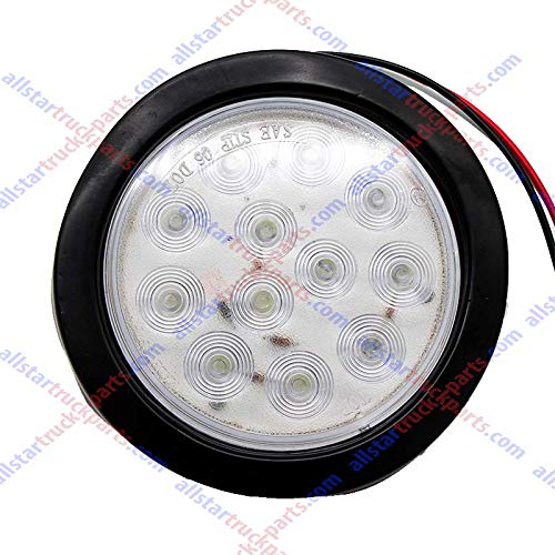 [ALL STAR TRUCK PARTS] 4\" Inch White and Red 12 LED Round Stop/Turn/Tail/Reverse/Backup Trailer Light Kit with 3 wire Pigtail Plug & Grommet (Qty 2 Red + Qty 2 White) (Mix, 4 Red + 2 White) - Thumbnail 3