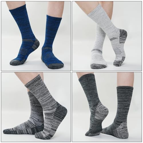 Men's Cushioned Crew Work Socks,Moisture Wicking Athletic Boot Socks for Hiking Sports Running3