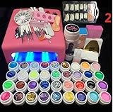 Lamp and 36 Colors Gel Nail Art Nail Tools Set Nail Polish Nail Gel Building Kit Set a Tool(Nail Set and lamp)