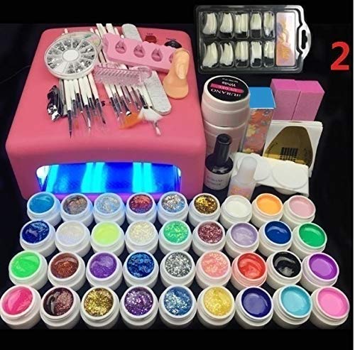 Morovan Lamp and 36 Colors Gel Nail Polish Kit Nail Tools Set Nail Gel Building Tools Set