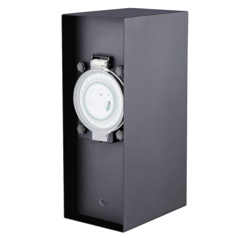 Colonna elettrica con 2 prese da giardino e timer per esterni IP44, in acciaio inox/antracite
