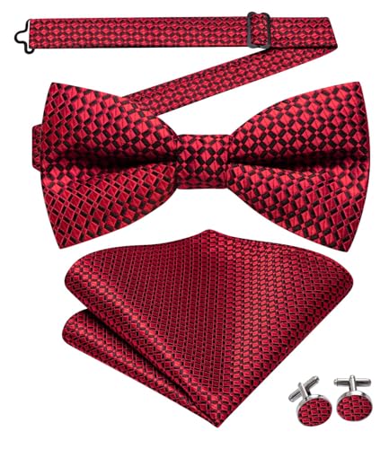 Image of Dubulle Mens Paisley Striped Bowtie Set Pre-tied Bowtie for Men and Pocket Square Set Wedding Business