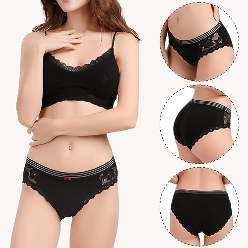 Image of LEVAO Cotton Underwear for Women 6 Pack Sexy Lace Cheeky Bikini Panties