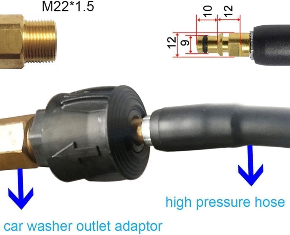 M22 Adapter High Pressure Washer Hose Adapter Pressure Pipe Quick Connector Converter Fitting for K Series Pressure Washer Replacement Parts and Accessories Pressure Washer Parts and Accessories