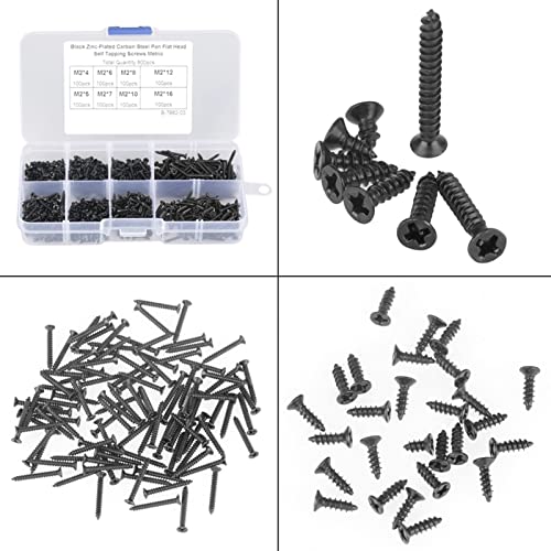 Set de 800 tornillos autorroscantes planos cabeza cruz M2