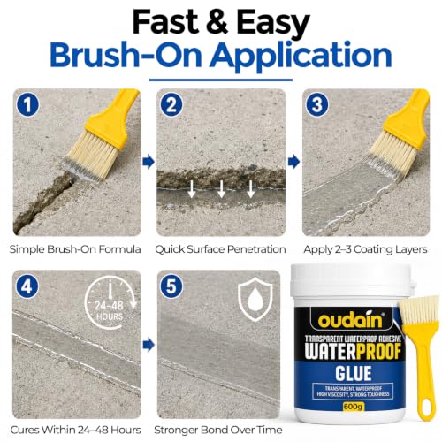 Image of Oudain 600 GM Transparent Waterproof Glue for Leakage, Epoxy Resin for Flooring, Crack Seal Agent Waterproofing for Roof Leakage Solution Indoor Outdoor Waterproof Adhesive Sealan