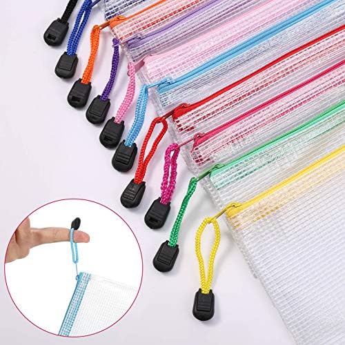 RosewineC 20 PCS Clear Pencil Case, Plastic Pen Pencil Bag Zipper Mesh Pouch Waterproof Travel Storage Pouch for School Office Supplies Bills Make up Cosmetics Bags