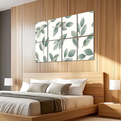 8 Pack Paneles Acústicos de Arte Absorbentes de Sonido Diseño Hojas Verdes Decorativo Autoadhesivos para Estudios de Grabación Oficina 48"x32" miniatura 5