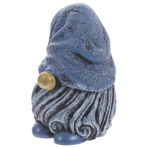 SHINEOFI Kleiner Gnom aus Kunstharz Kleine Gartenfigur Wetterfeste Weihnachtsdeko Feine Handwerkskunst Blaue Zipfelmütze Dekorativer Zwerg für Innen und Außen