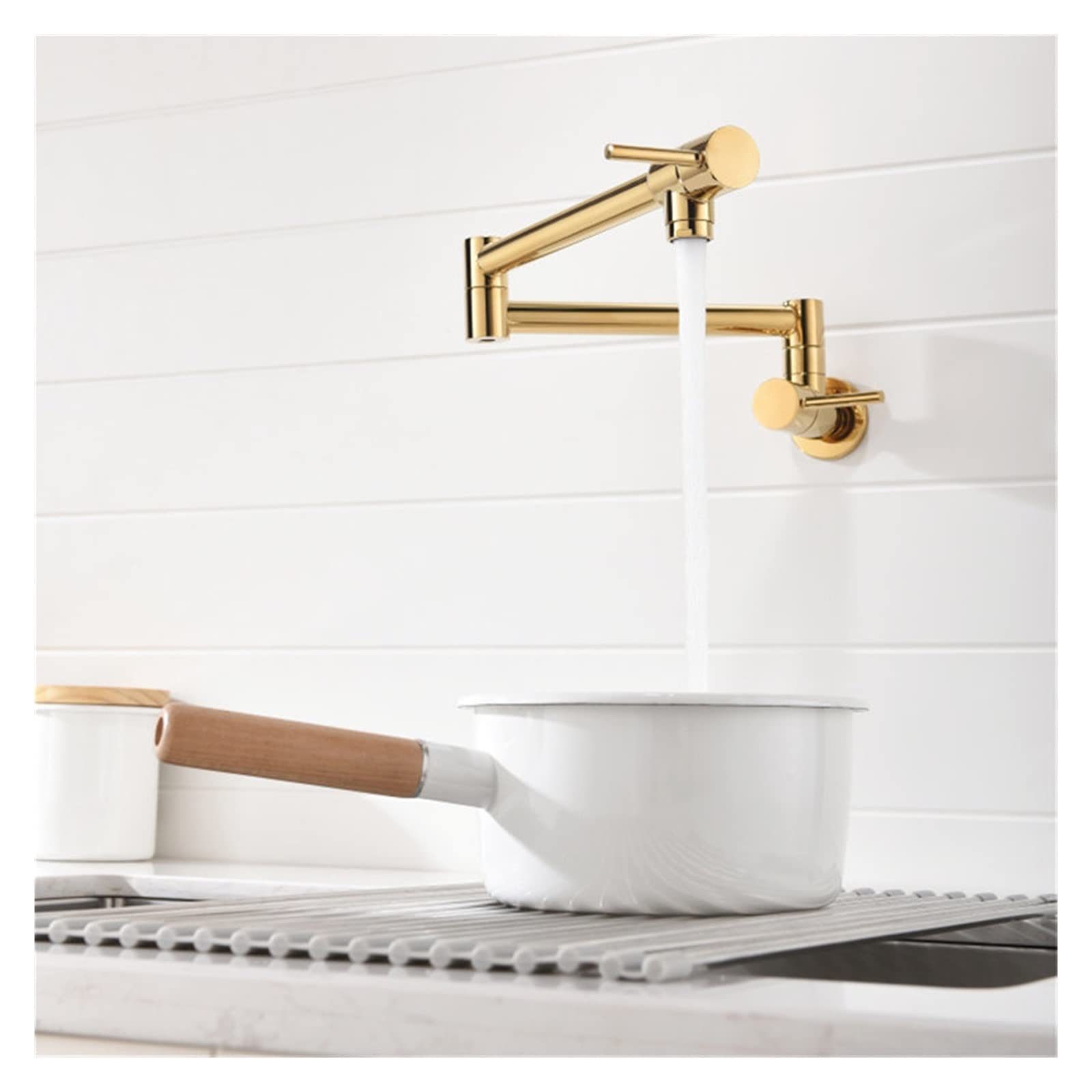 Fregadero de la cocina grifo pared latón del fregadero fría rotación plegable plegamiento dorado/cromado,Durabilidad(Chrome)