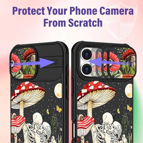 Image of Funermei for iPhone 17 Case - Women Girls Cute Phone Cover Pretty Girly Aesthetic Black Butterfly Unique Design with Slide Camera Cover and Dual Protection Funda for iPhone 17 Case