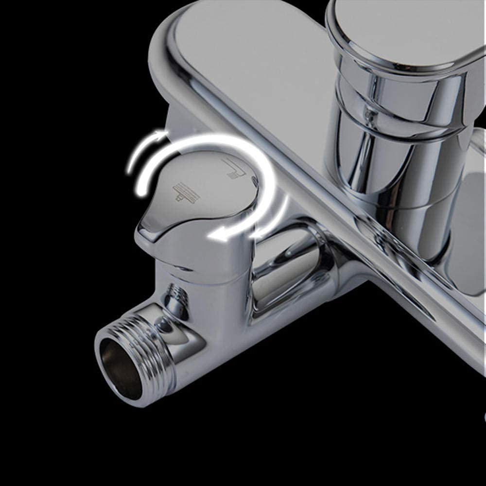 Kit doccia con soffione doccia, soffione doccia a pioggia pressurizzato in ottone, set miscelatore multifunzione a prova di calcare, nero (cromato)