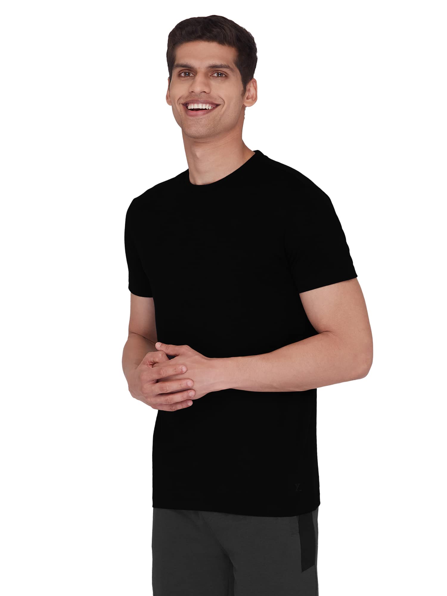 XYXX Men's Round Neck Regular fit Solid Tshirt | Softer Than Cotton | Cotton Rich Tshirt for Men| Anti-Microbial Silver Finish