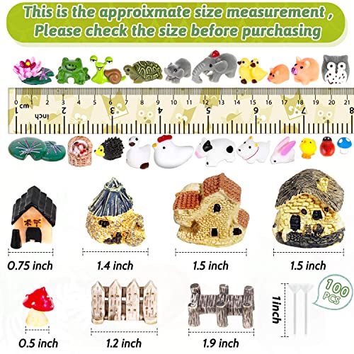 Modacraft 172Pcs Miniature Fairy Garden Accessories Including 100Pcs Fixed Pins, Fairy Garden Kit Fairy House Animal Figurines Mini Landscape For Garden Dollhouse Potted Plant Bonsai Terrarium Décor #TOP4