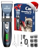 oneisall Quiet Cat Clippers for Matted & Long Hair, 2-Speed Cordless Pet Shaver Grooming Kit for Cats, Small Dogs & Animals (Blue)