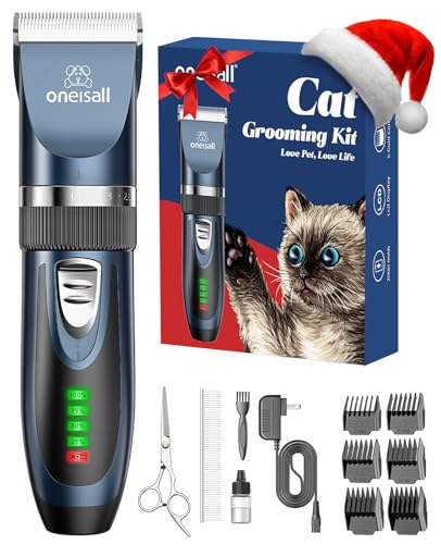 oneisall Cat Clippers for Matted Hair, Quiet Cat Shaver for Long Hair, Cordless Cat Hair Trimmer for Grooming, 2 Speed Pet Shaver Cat Grooming Kit for Cats Small Dogs Animals (Blue)