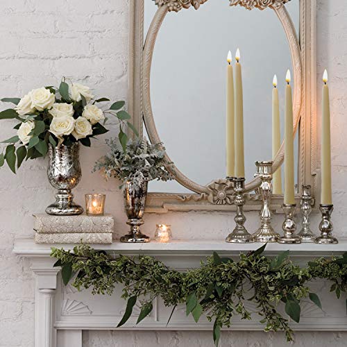 11 inch Flameless Taper Candles with Remote and Timer ,Ivory Wax Coverd. Diameter 0.9" . Set of 4