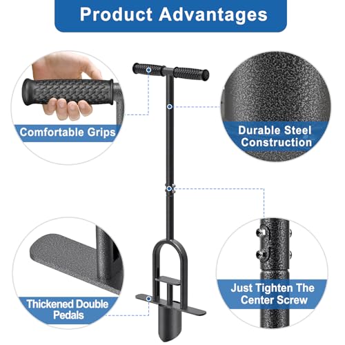 image for BeneLabel Garden Grass Plugger Tool with Long Handle Sod Turf Plugger 