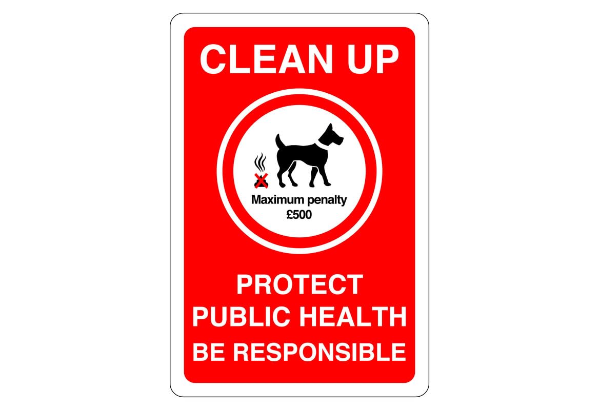 Safety First Display Ltd Red No Dog Fouling Sign : Maximum Penalty £500" - High Tack Self-Adhesive Sticker (400Mm X 300Mm) Viewing Distance Within 14M.