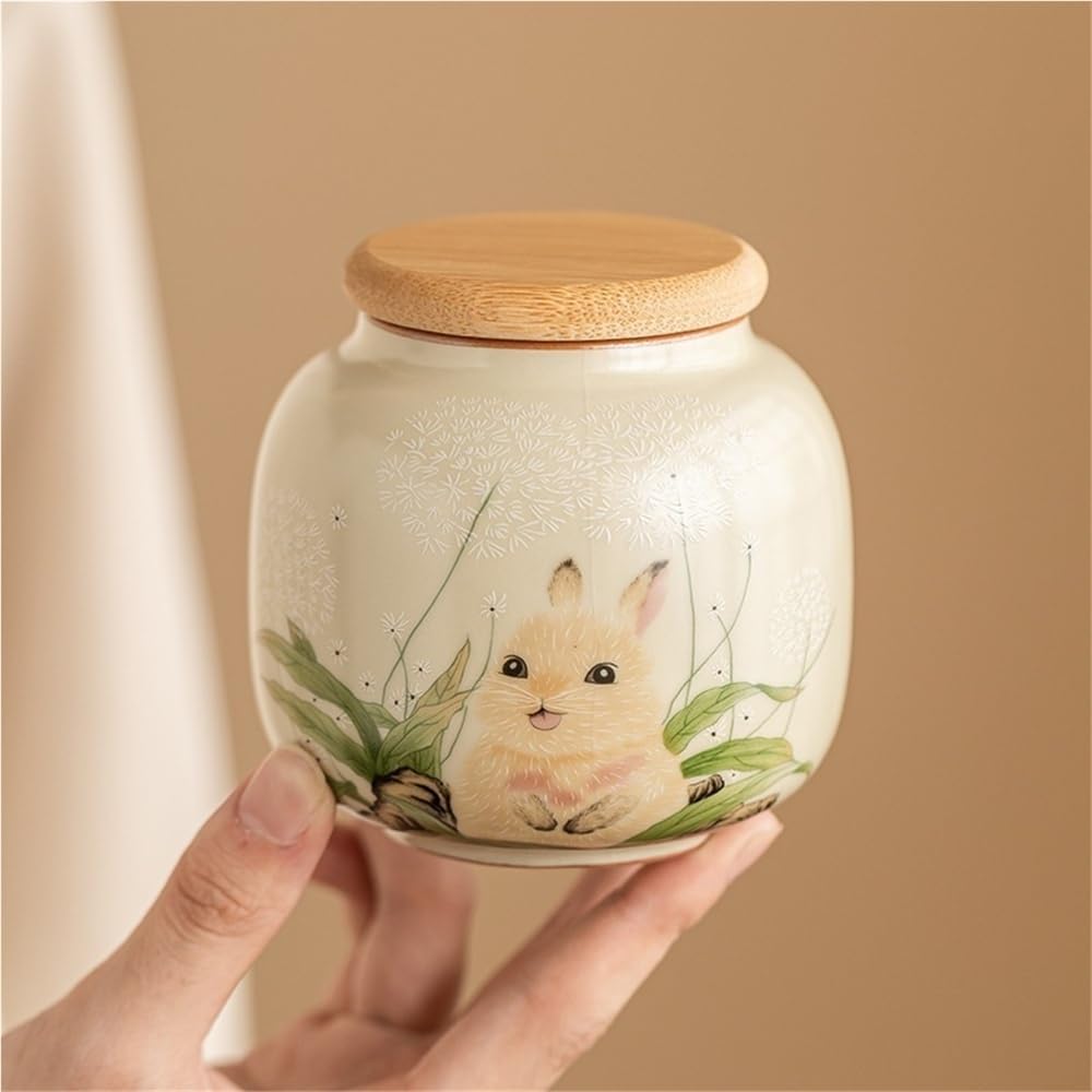 ULTRAWAVE Latas De Té Tarros creativos for almacenar té Suelto, pequeños y portátiles, de cerámica con Tapa. Tarro para Guardar Té