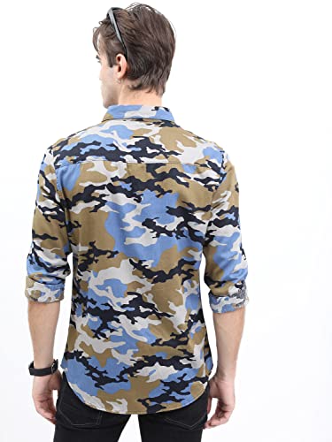 Image of Ketch Men Cotton Slim Fit Printed Full Sleeve Shirt