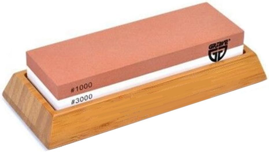 1000#/3000# Grit Grindstone, Double Side Combination Knife Sharpening Stone Whetstone Sharpener, White Corundum Waterstone Fine Grinding, Polishing, Sharpening, Non-Slip Bamboo Base and Bonus Angle