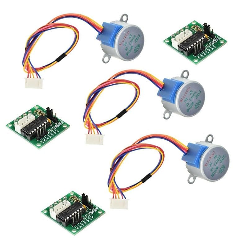 Lecreatekit 3 juegos de motores paso a paso 28BYJ-48 de 5 V CC con módulo de placa de controlador ULN2003, 4 fases de bajo ruido para proyectos de bricolaje Arduino y kits de pruebas de robótica