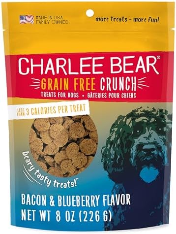 Charlee Bear Crunch Grain Free Dog Treats, Bacon and Blueberry, 8...