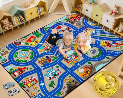 AlphabetAcre Kids Rug 3x5 Ft City Road Car Rug for Kids