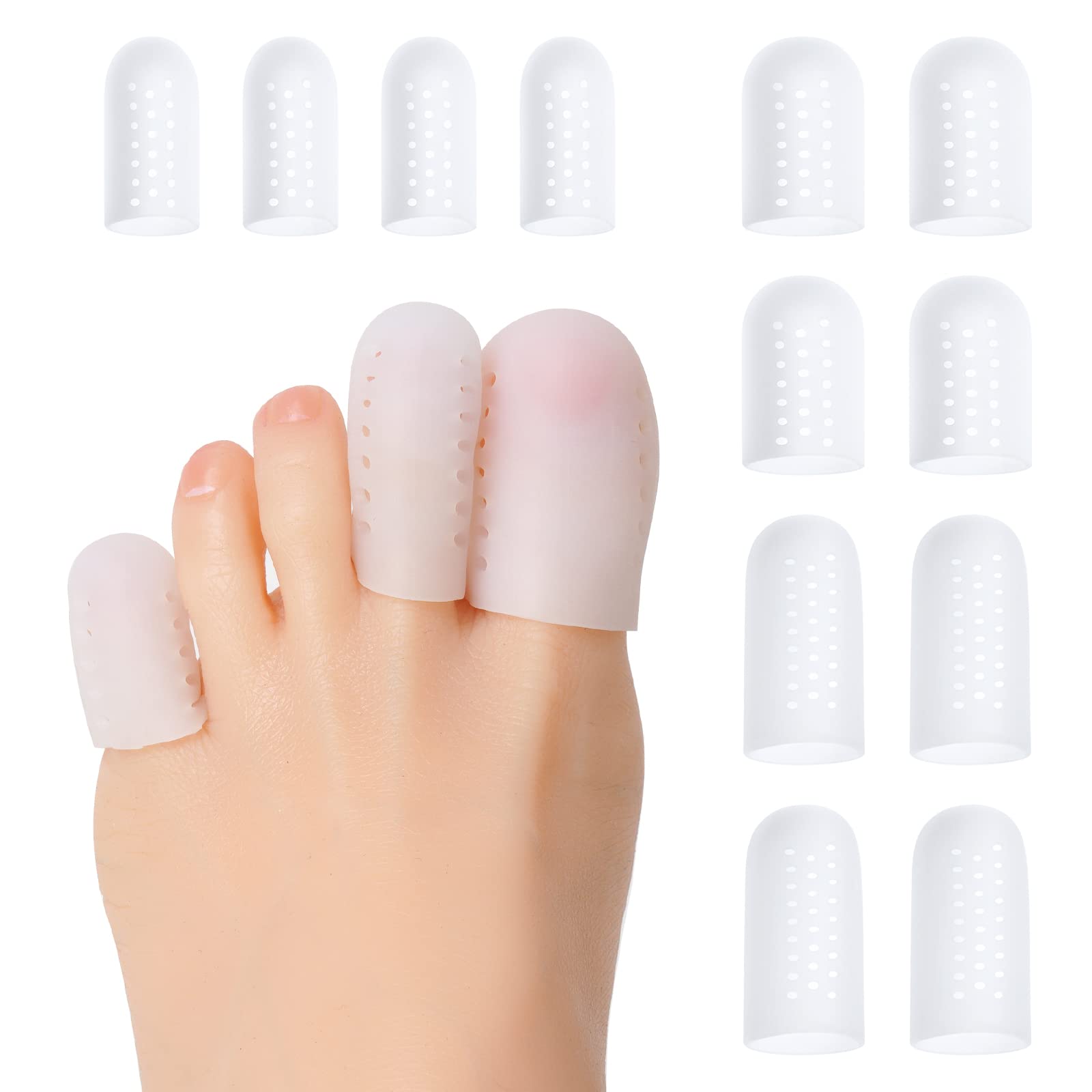 ACWOO Protector Dedos Pie Silicona, 12 Piezas Protector Dedo Gordo Pie, Protector De Dedos De Los Pies, Protector Dedos Pie Transpirable para Ampollas, Callos y Callosidades, 3 Tamaños (S, M, L)