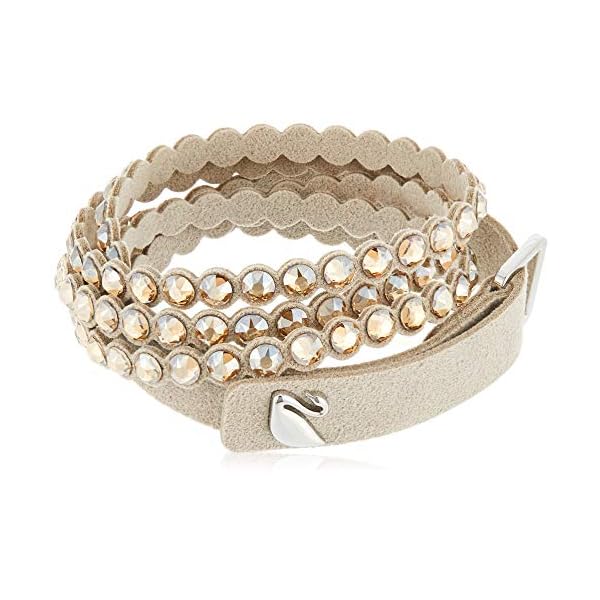 Swarovski Power Women's Slake Wrap Bracelet with Leather Band and Gold-Tone Crystals with Buckle Closure