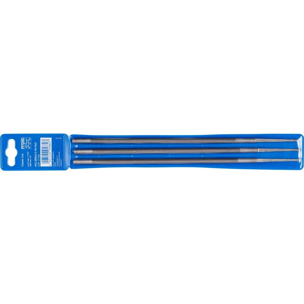 Lot de 12 limes de tronçonneuse PFERD 412 4 x 3 200 x 5,5 Classic dans un étui en plastique : 11075203