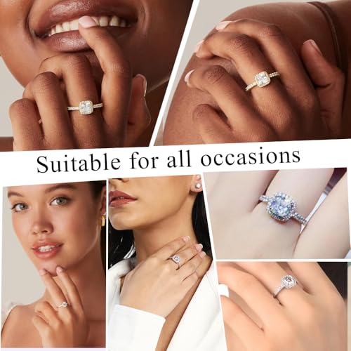 Elegant 18K White Gold Plated Cubic Zirconia Halo Engagement and Eternity Ring for Women3